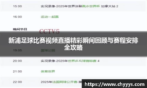新浦足球比赛视频直播精彩瞬间回顾与赛程安排全攻略