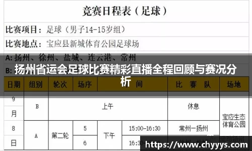 扬州省运会足球比赛精彩直播全程回顾与赛况分析